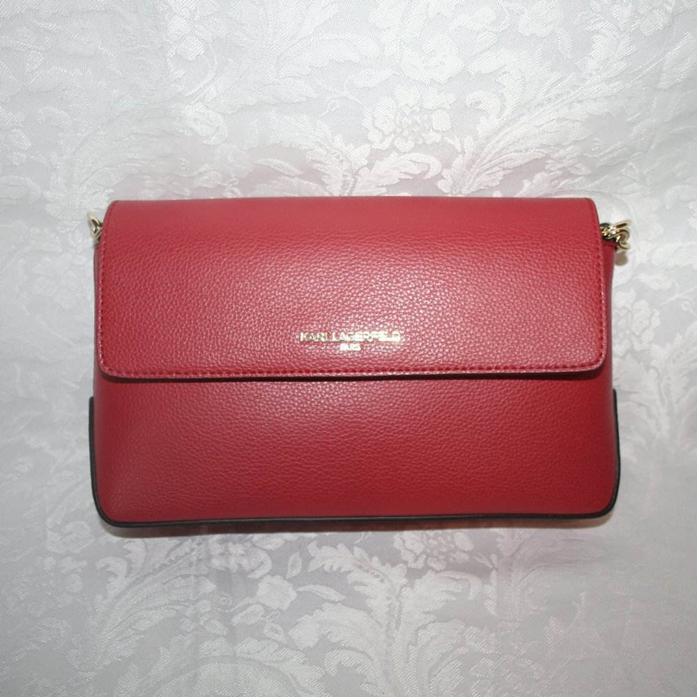 KARL LAGERFELD IRIS RED CROSSBODY LEATHER